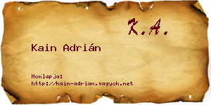 Kain Adrián névjegykártya